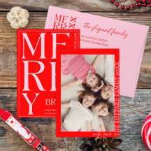 2025 Moderne frohe und helle Rosa Weihnachten