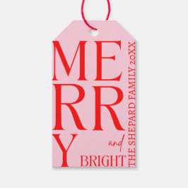2025 Moderne frohe und helle Rosa Weihnachten Geschenkanhänger