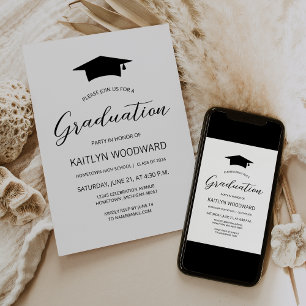 2025 Moderne Graduationspartei für Schwarz und Wei Einladung