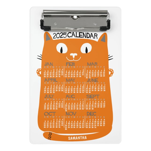 2025 Monatlicher Kalender Mittelalterliche Orangen Mini Klemmbrett (Vorderseite)