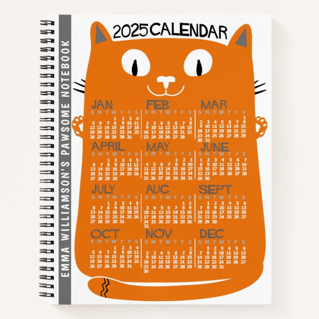 2025 Monatlicher Kalender Mittelalterliche Orangen Notizbuch (Vorderseite)