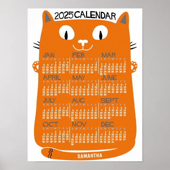 2025 Monatlicher Kalender Mittelalterliche Orangen Poster (Vorne)
