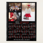 2025 Monatskalender Schwarz Custom 9 Fotos Planer<br><div class="desc">Feiern Sie 2025 mit diesem klassischen Foto-Collage Kalender-Planer. Im Inneren haben diese Planer Seiten für Sie, um Ihre Wochen und Monate zu organisieren. Mit dem schönen Jahreskalendarcover können Sie das ganze Jahr auf einen Blick sehen - und 9 Ihrer beliebten Fotos genießen. Mit leicht lesbaren Daten in fett-rot-weiß auf schwarz,...</div>