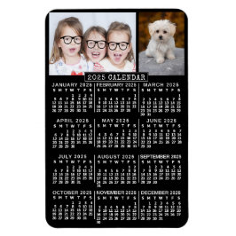 2025 Monatskalender Schwarz | Fotovorlage Magnet