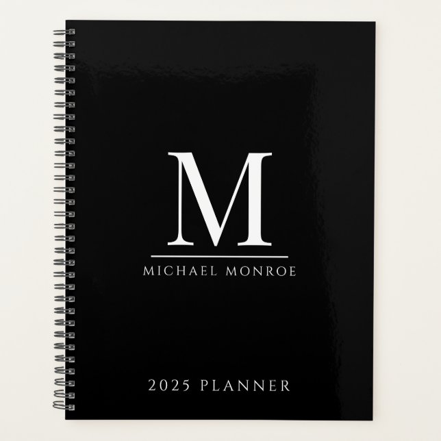 2025 Monogrammed Minimalist Gold Black Modern (Devant)