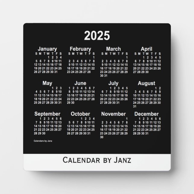 2025 Neon White Desk Calendar von Janz Fotoplatte (Vorderseite)