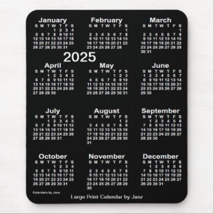 2025 Neon White Large Print Calendar von Janz Mousepad