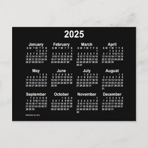 2025 Neon White Mini-Kalender von Janz Postkarte