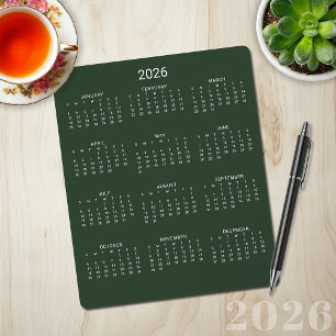 2025 Neuer Minimalistischer Wald - Grünkalender Mousepad