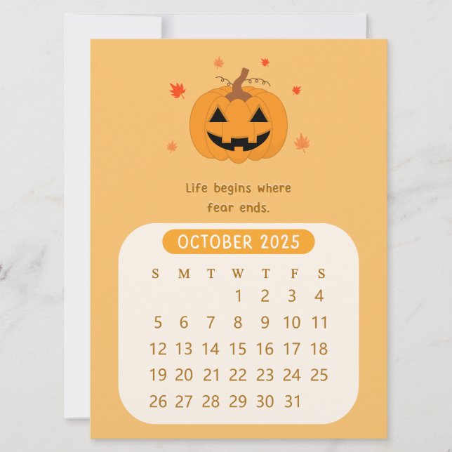 2025 Oktober Monatlicher Motivierend Kalender Einladung (Vorderseite)
