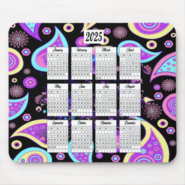 2025 Paisley-Designkalender Mousepad (Vorne)
