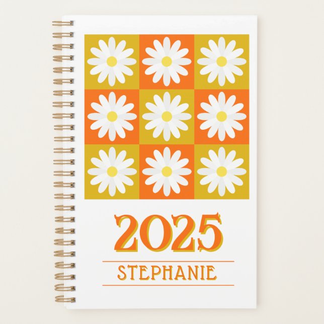2025 Personnalisé Nom Retro Daisy Checkerboard Flo (Devant)