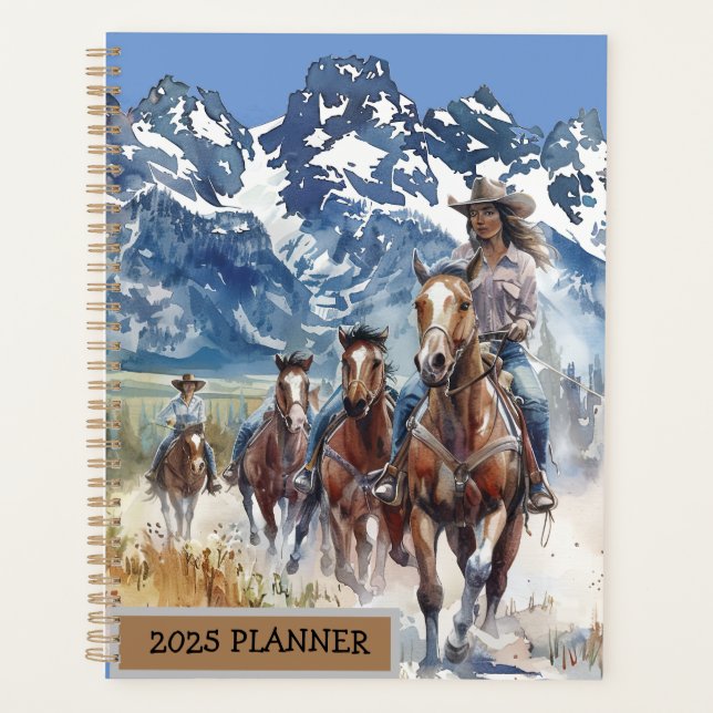 2025 Planificateur avec un thème western cowgirl. (Devant)