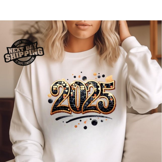 2025 PNG, Sublimation Design, Gold Black Glitzer T-Shirt (Von Creator hochgeladen)