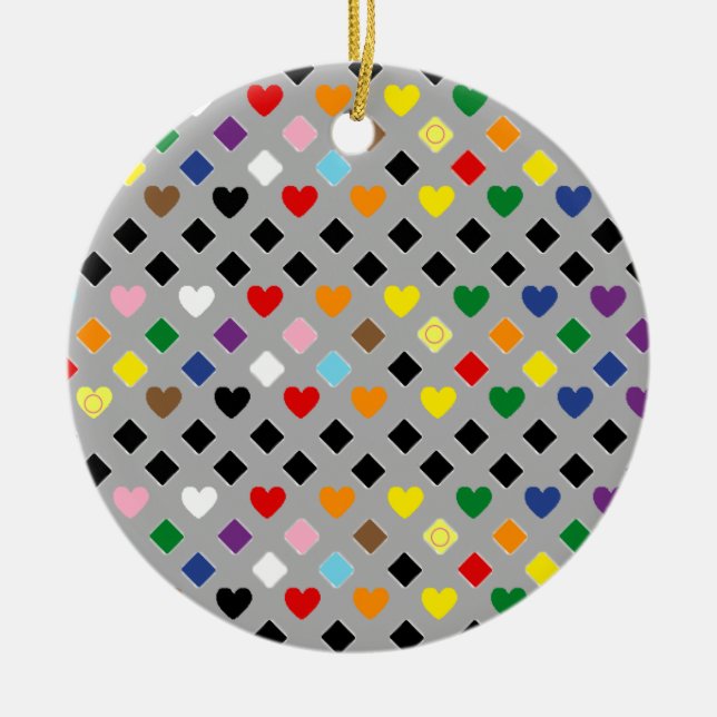 2025 Rainbow Hearts Keramik Ornament (Vorne)