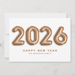 2025 Rose Gold Mylar Ballons glücklich Neues Jahr Feiertagskarte
