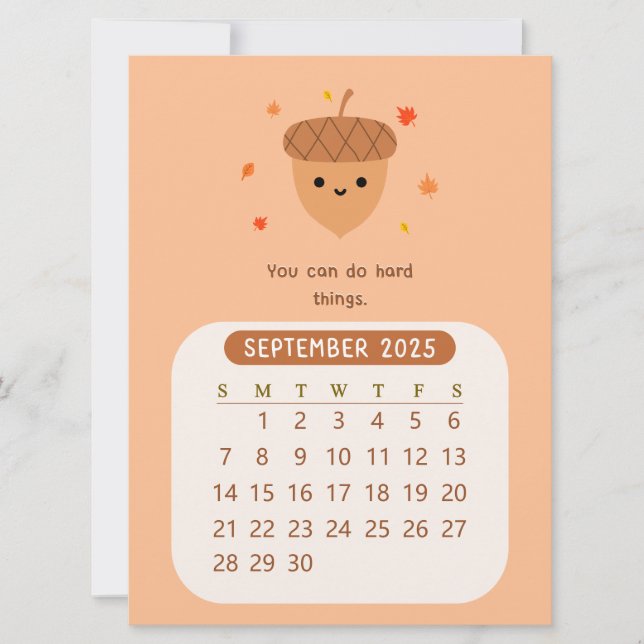 2025 September Monatlicher Niedlicher Motivierend  Einladung (Vorderseite)