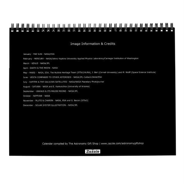 2025 Solar System Space Astronomy Planets Universe Kalender (Rückseite)