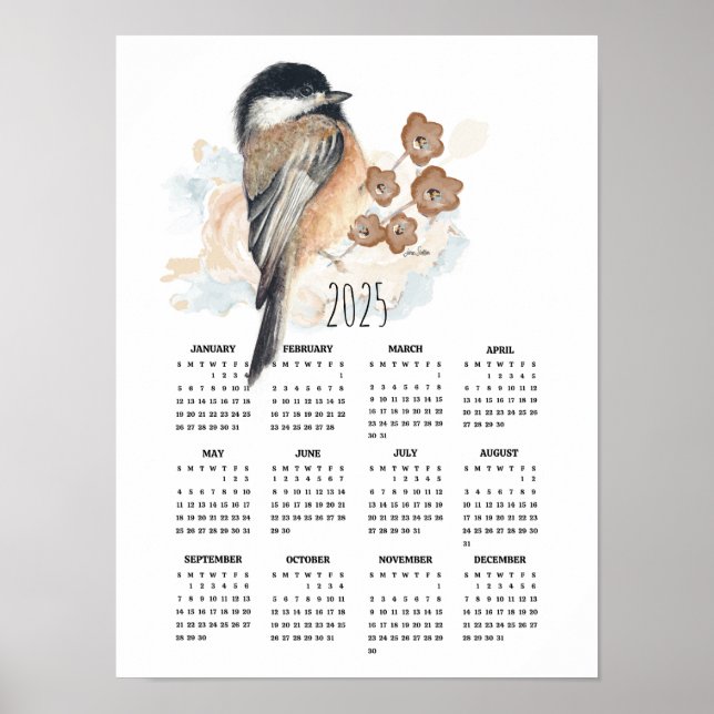 2025 Sweet Chickadee Poster-Kalender Poster (Vorne)
