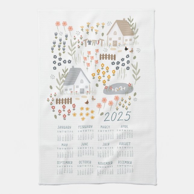 2025 Teetuchkalender Wildblume Garten Geschirrtuch (Vertikal)