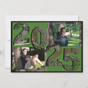 2025 Tree Camouflage Abschluss Twin Foto Green Einladung