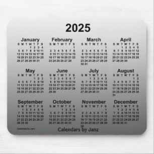 2025 Verblassener weißer Kalender von Janz Mouse P Mousepad