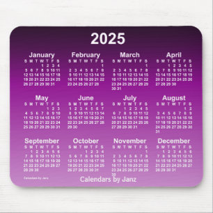 2025 Verblasster Lila Neonkalender von Janz Mouse Mousepad