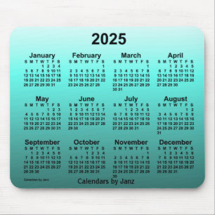 2025 Verblichener Aquamariner Kalender von Janz Mo Mousepad