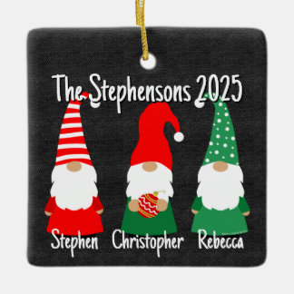 2025 Weihnachts-Gnome Niedliche Familie 3 Kinder F Keramikornament