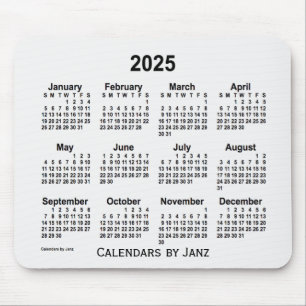 2025 White Smoke Calendar von Janz Mouse Pad Mousepad