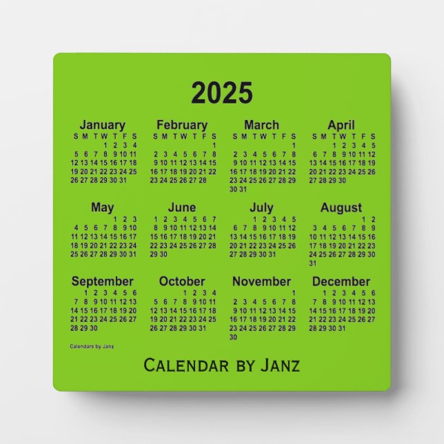 2025 Yellow Green Desk Calendar von Janz Fotoplatte (Vorderseite)