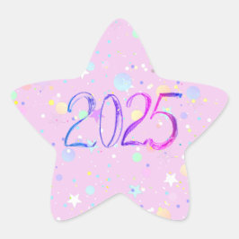 2025 Zahl neues Jahr zeichnend niedlich Pastellros Stern-Aufkleber