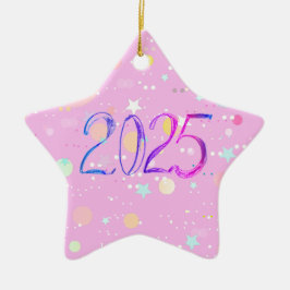 2025 Zahl neues Jahr zeichnend niedliche Pastell-O Keramik Ornament