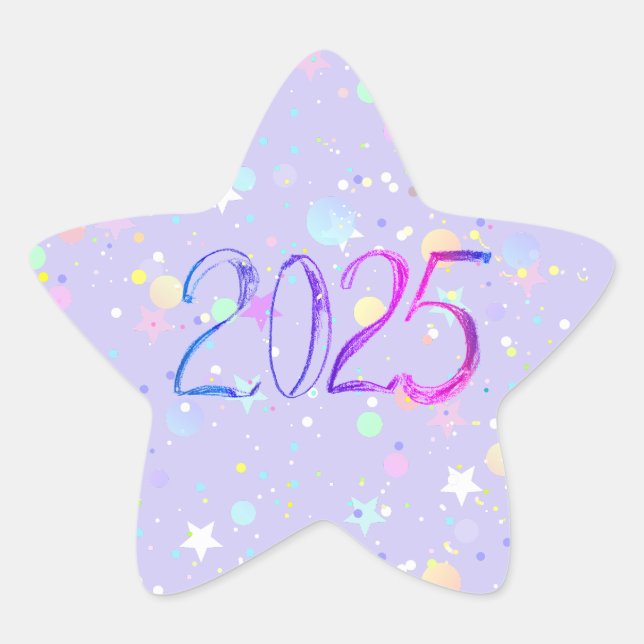 2025 Zahl zeichnend neues Jahr Stern-Aufkleber (Vorderseite)