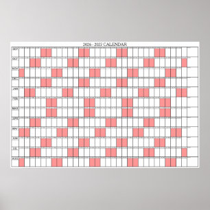 2026 - 2027 Akademisches Jahr Wandplaner-Kalender Poster