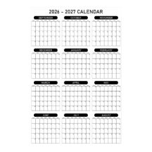 2026 - 2027 Akademisches Jahr Wandplaner-Kalender