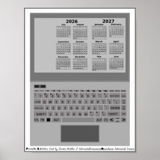 2026-2027 Kalender Schuljahr Laptop-Tastatur Poster