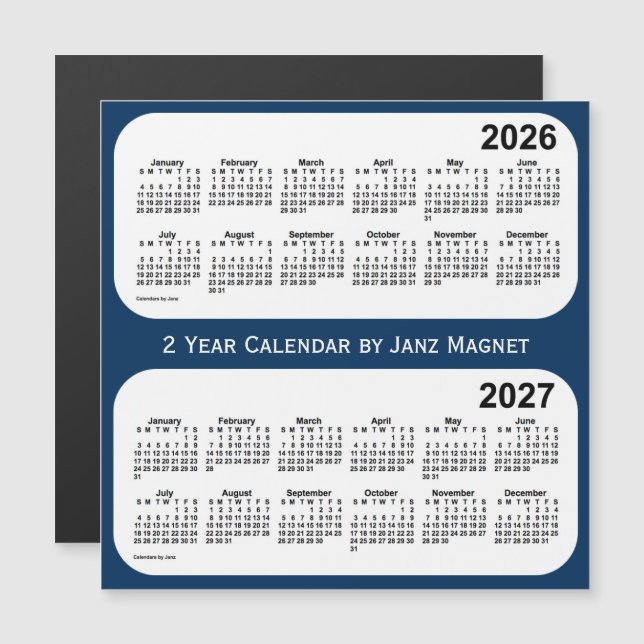 2026-2027 Police Box Blue 2 Year Calendar by Janz Magnetkarte (Vorne/Hinten)