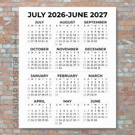 2026-2027 Schuljahreskalender Minimalistischer Wan Poster