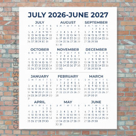 2026-2027 Schuljahreskalender Navy Blau Wand Poster
