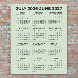 2026-2027 Schuljahreskalender Sage Green Wand Poster