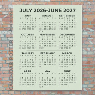 2026-2027 Schuljahreskalender Sage Green Wand Poster