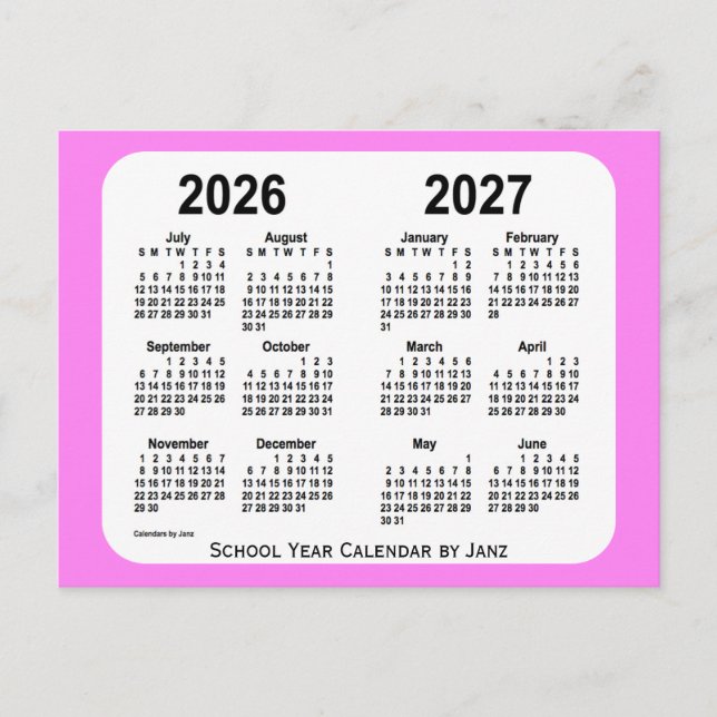 2026-2027 Violet Mini School Calendar by Janz Postkarte (Vorderseite)