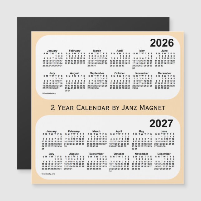 2026-2027 Weißer Jahr-2-Kalender von Janz Magnet (Vorne/Hinten)