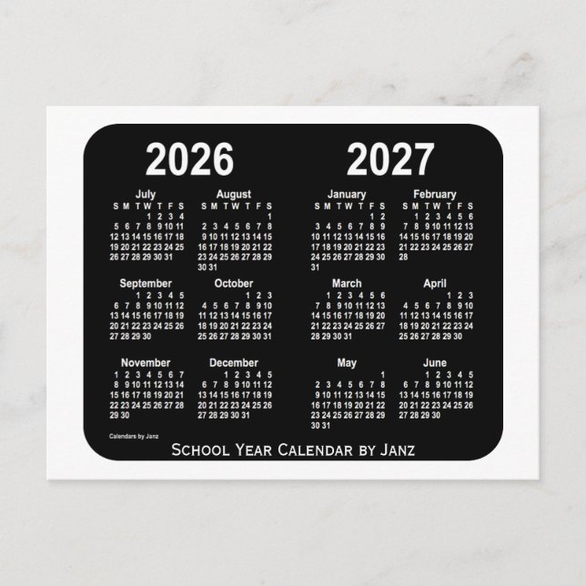 2026-2027 White Neon School Calendar von Janz Postkarte (Vorderseite)