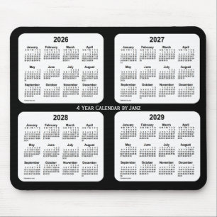 2026-2029 4-jähriger Schwarzweiss-Kalender durch Mousepad