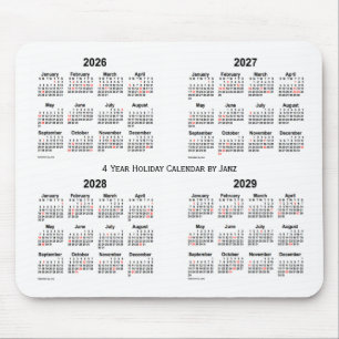 2026-2029 Weißer Feiertagkalender von Janz Mousepad