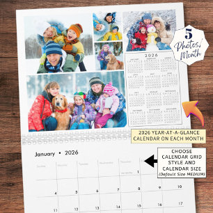 2026 5 Fotos pro Monat und 2026 Jahr auf einen Bli Kalender
