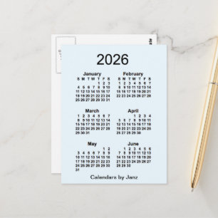 2026 Alice Blue 6-Monats-Mini-Kalender von Janz Postkarte