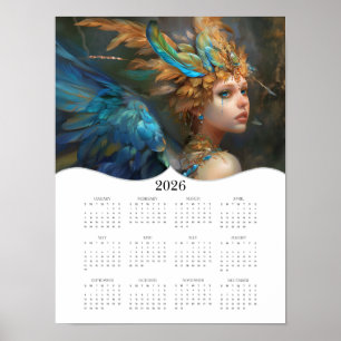 2026 Angel Fairy Fantasy Art Full Year Calendar Poster